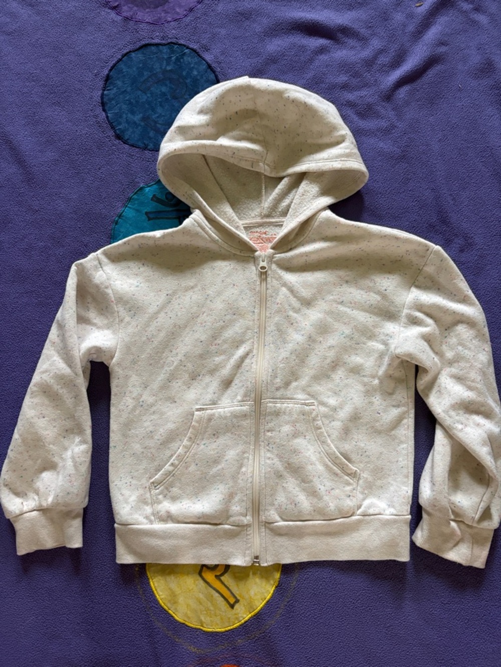 Cat & jack Kids Zip-Up Hoodie Sweatshirt - Cream Speckled 8t